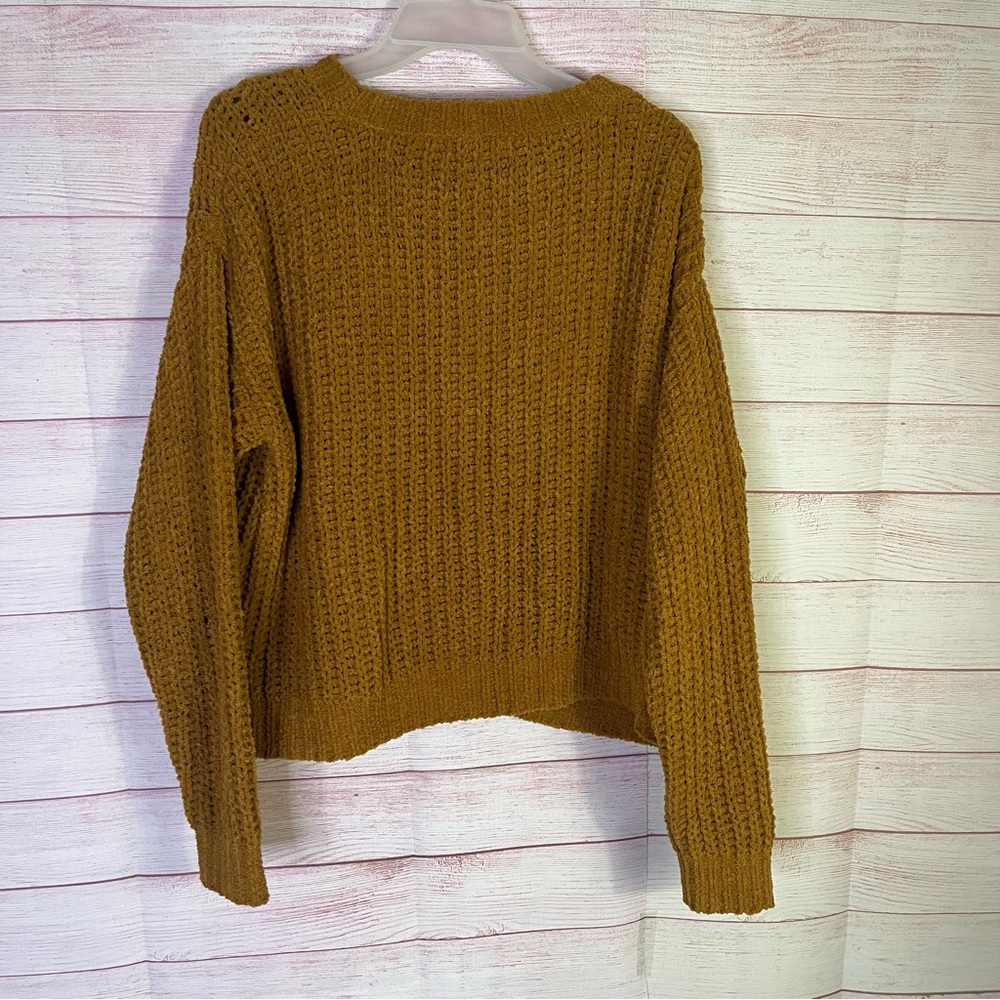 Love Tree Soft Cozy Oversized Knit Cropped Box  Style Mustard Sweater Size Large - Picture 5 of 5